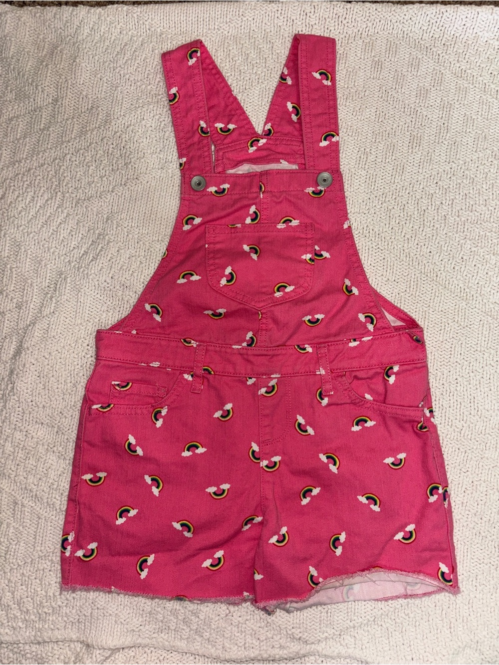 The Children’s Place Pink Rainbow Overall Shorts Little Girls Size 6X/7